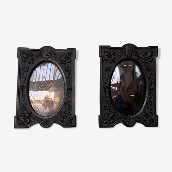 Paire of Napoleon III frames in gutta percha