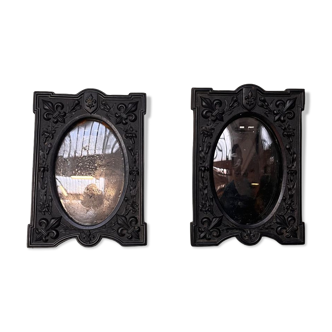 Paire of Napoleon III frames in gutta percha