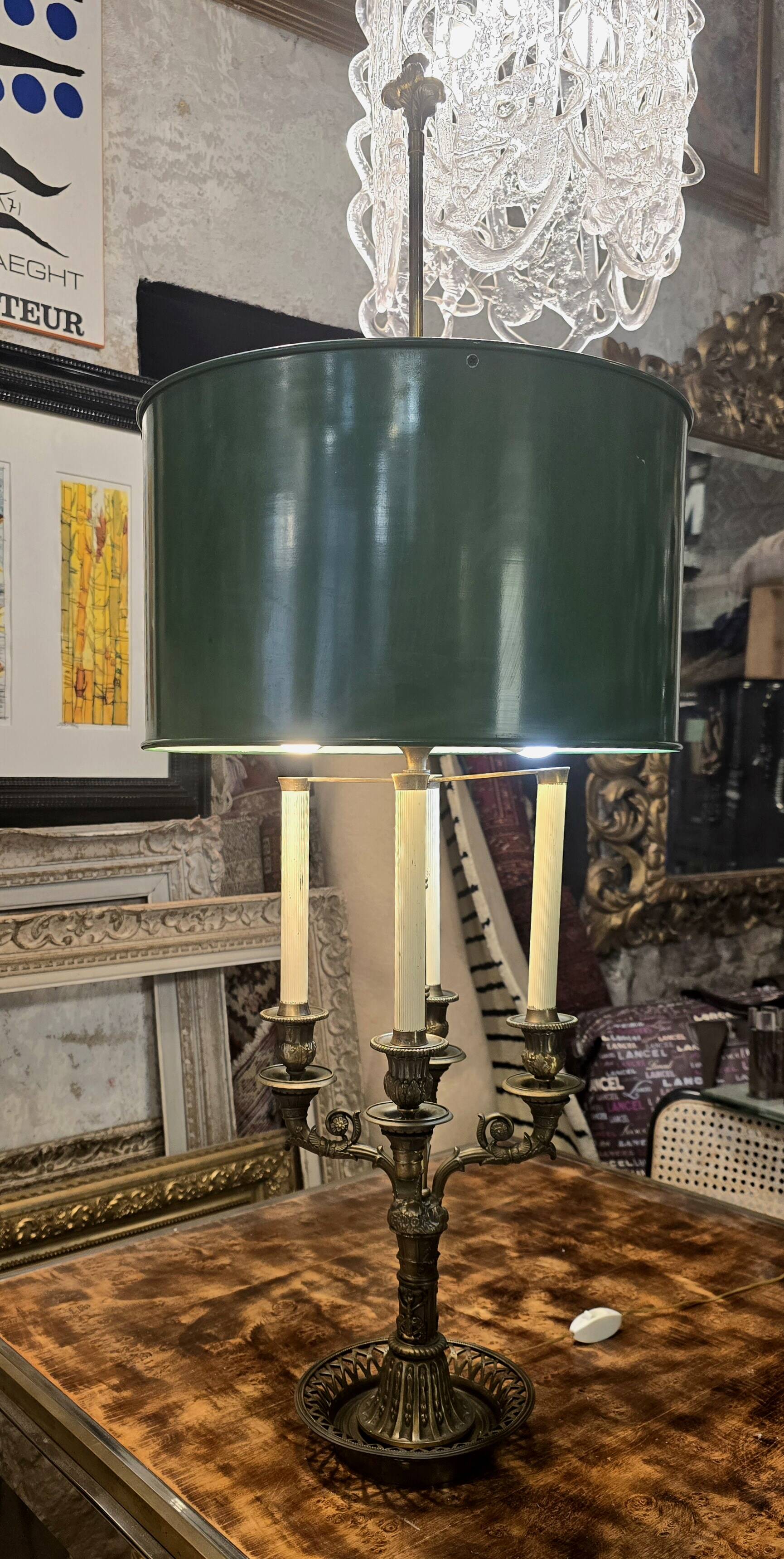 Empire style bronze hot water bottle lamp, early 20th century