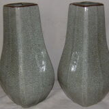paire de grands vases porcelaine céladon vert craquelée  XIX ème - XX ème