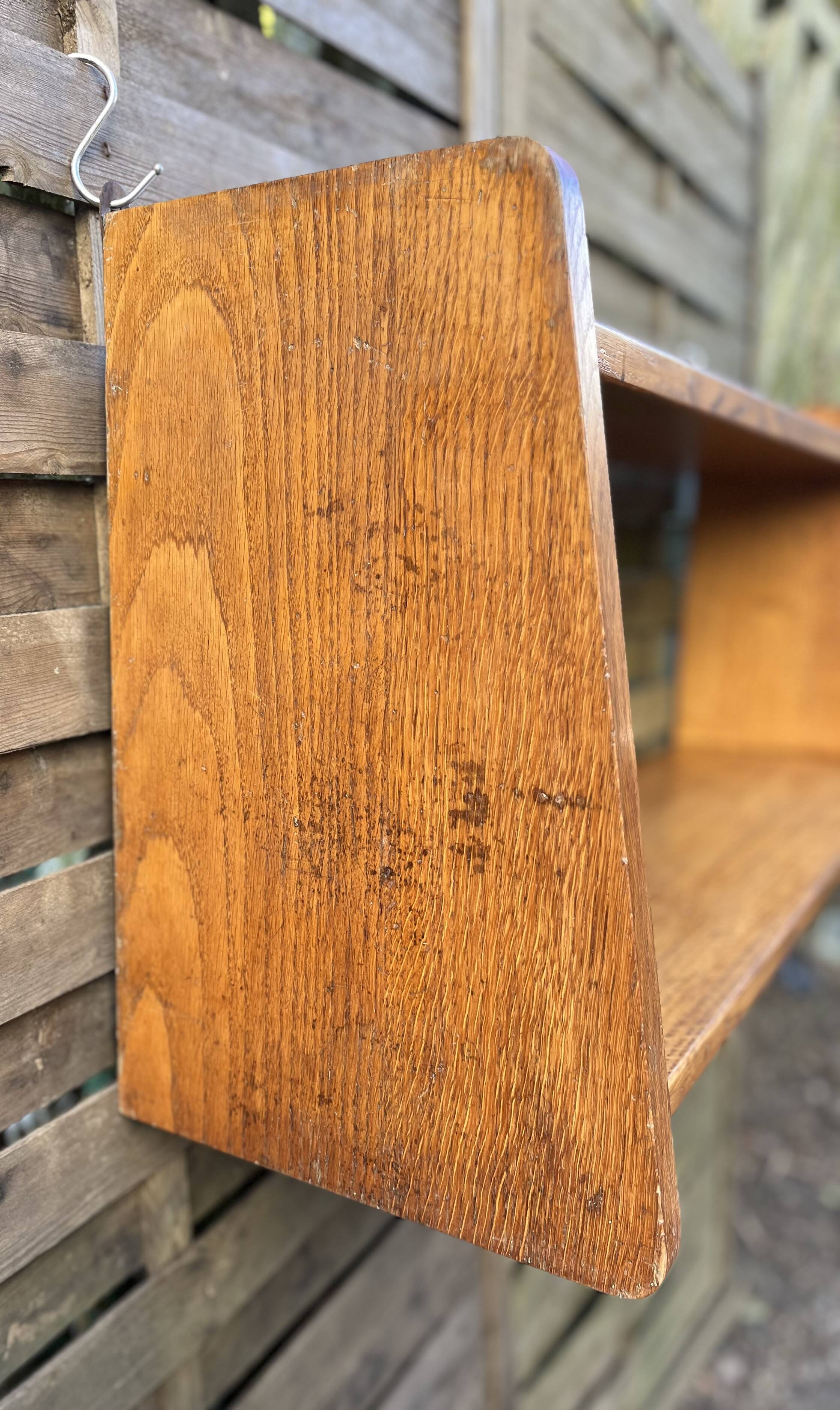 1960s solid oak wall shelf