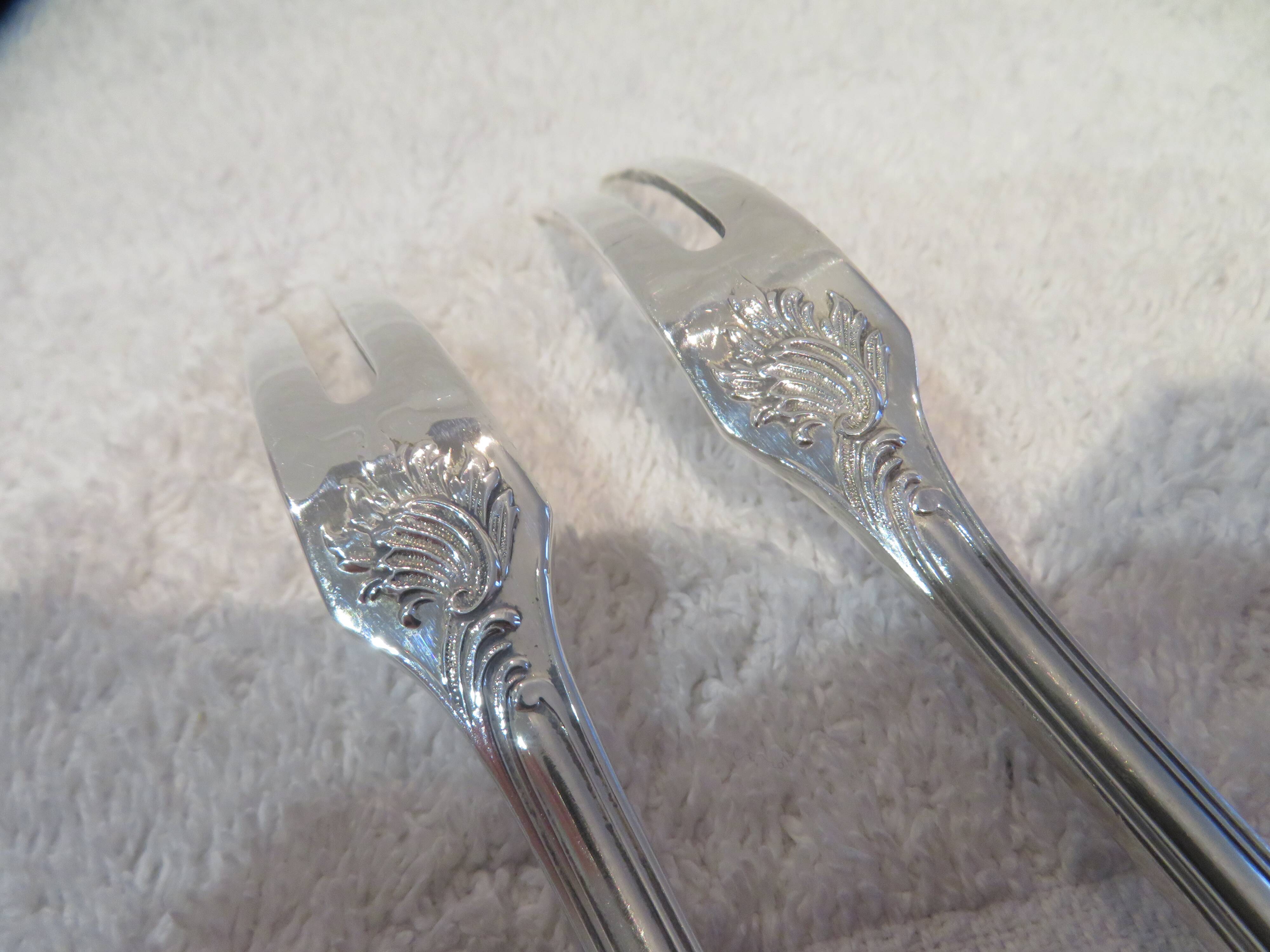 2 cold meat forks silver plated metal goldsmith Christofle Marly