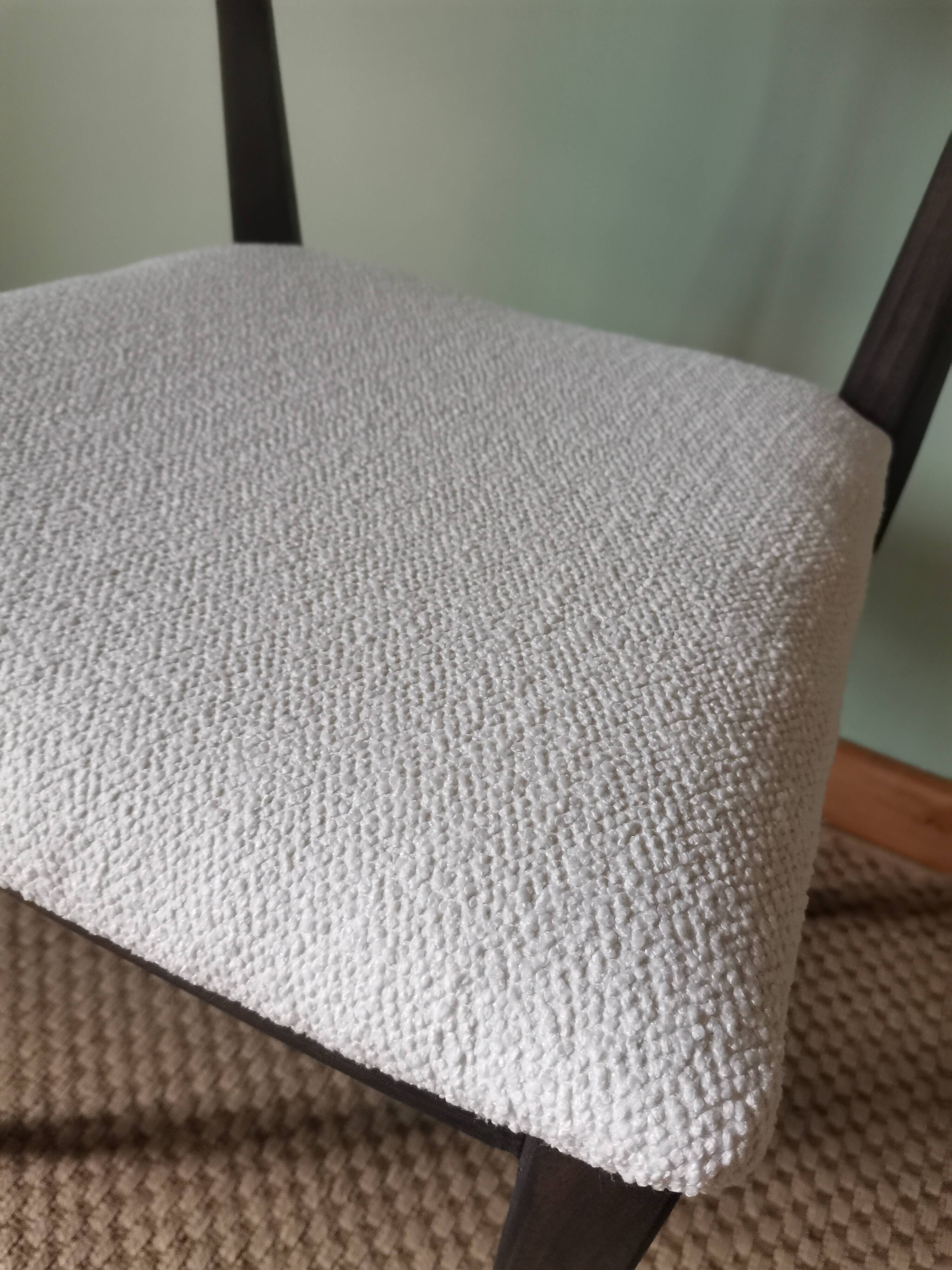 White boucle Scandinavian chairs