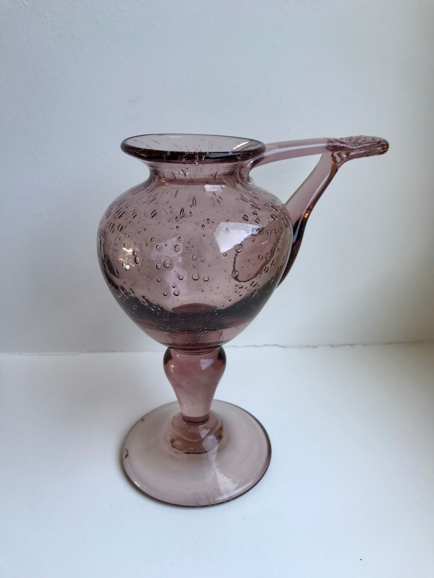 Biot bubble glass candle holder signed purple years 60-70