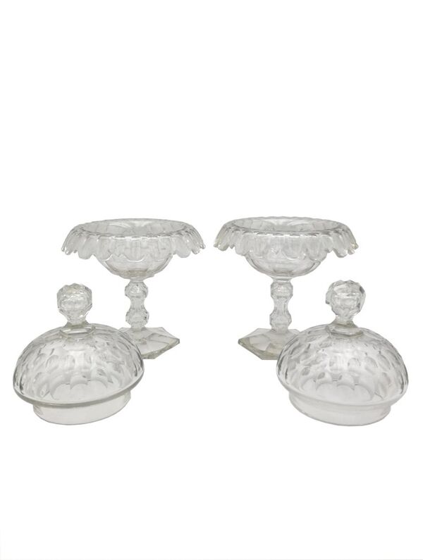 Paire de bonbonnières, cristal val de saint lambert
