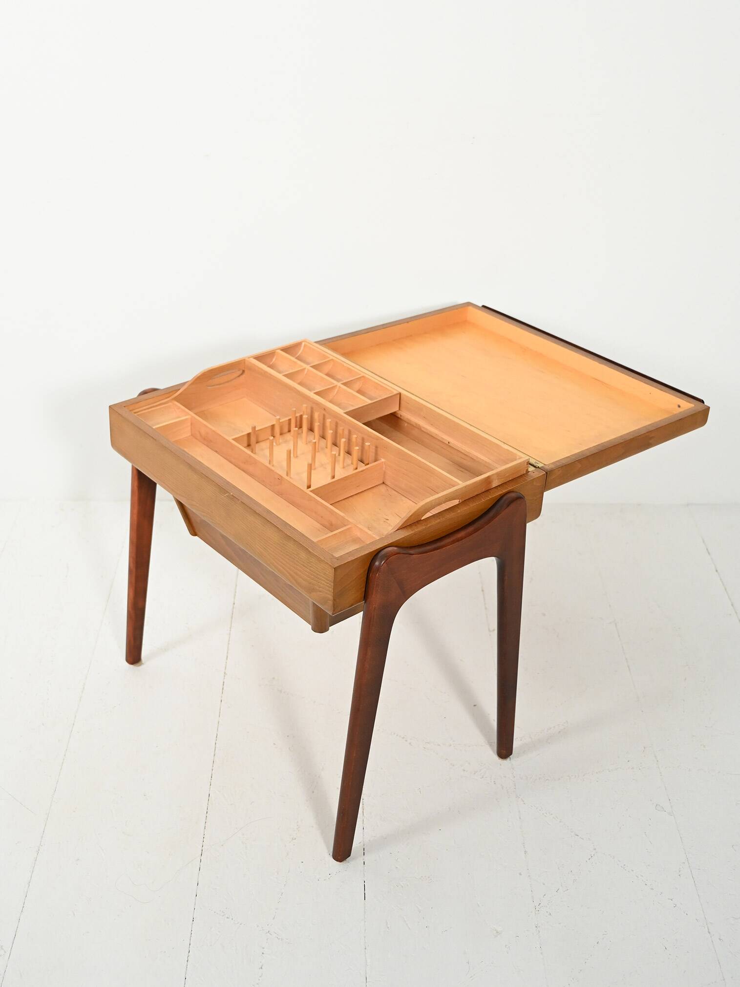 Scandinavian Sewing Table in Teak and Oak