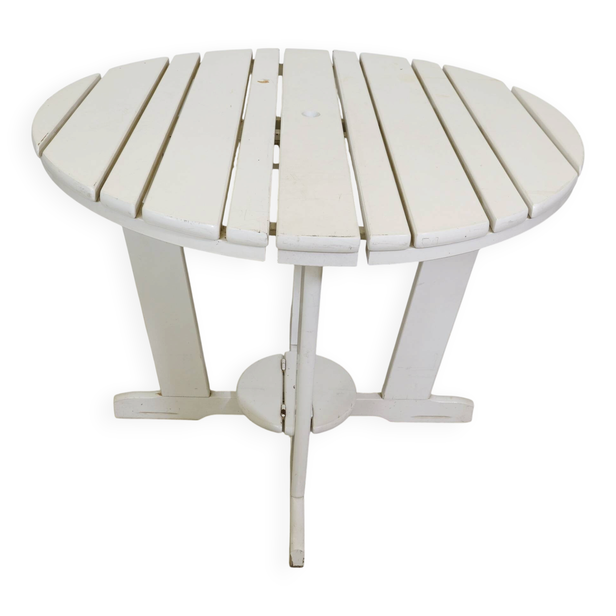 Vintage garden folding table in wood by Triconfort Model Riviera, 1970s