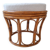 Rattan and terry fabric pouf