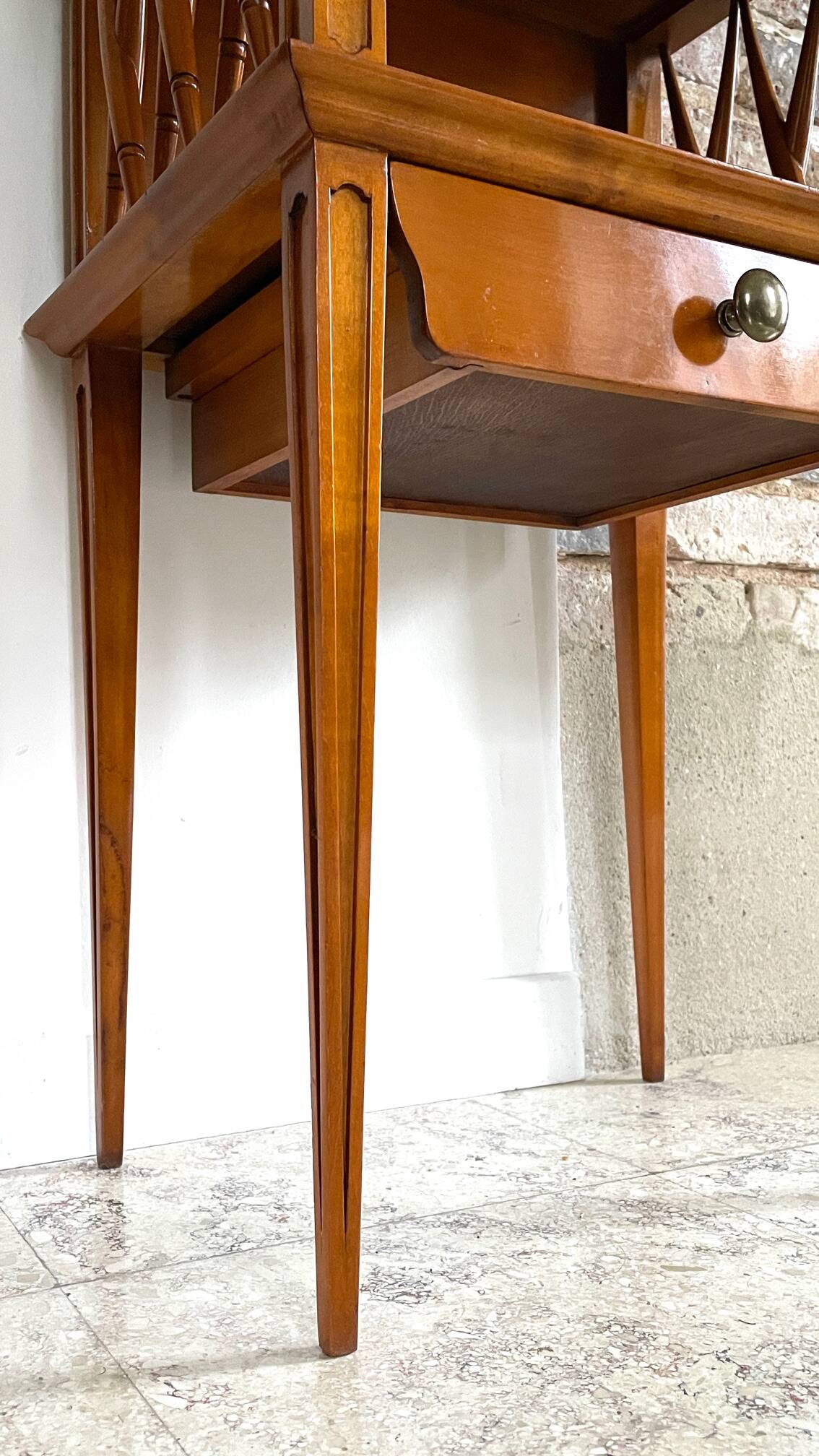 Vintage compass leg bedside table