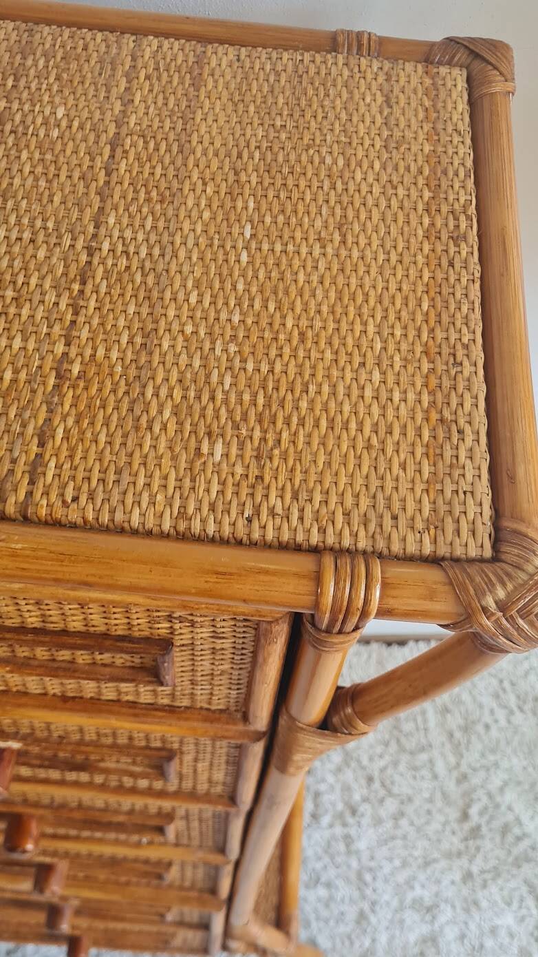 Rattan chest of drawers from the 1970s.