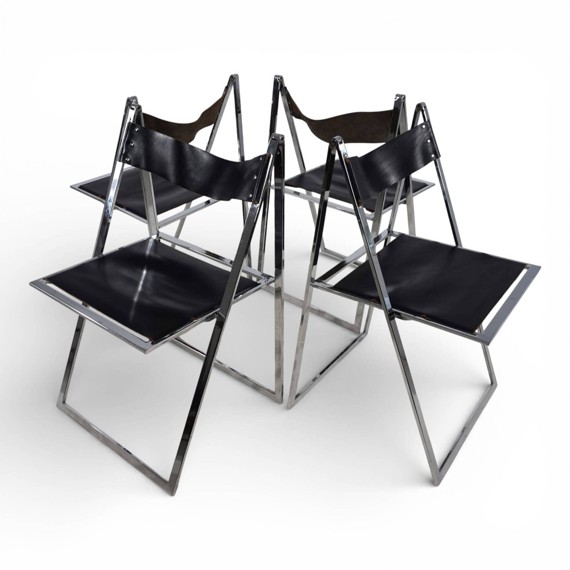 Lübke 4-piece set of folding dining chairs by Fantoni&Geraci, 1969