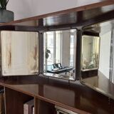Miroir de barbier bois et laiton