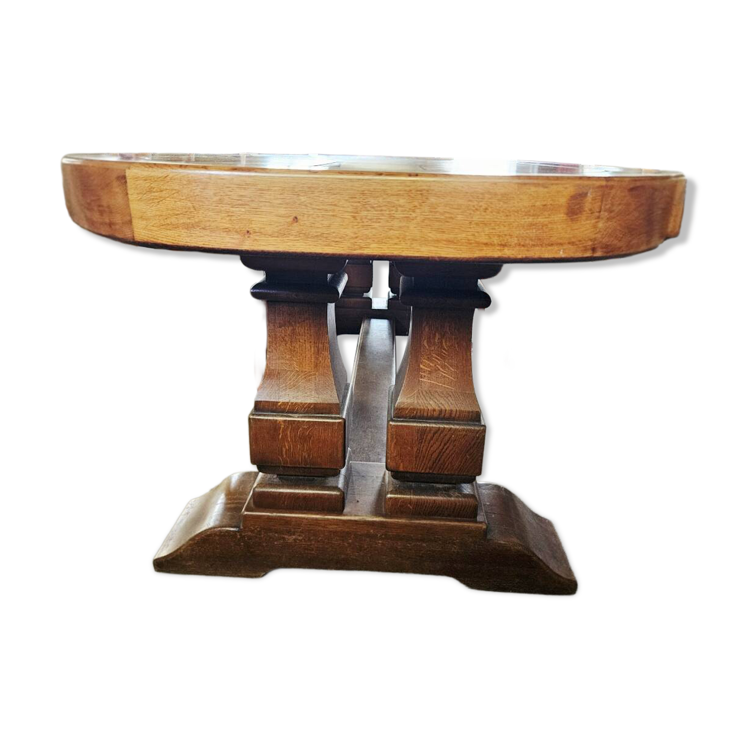 Large antique monastery table in solid oak – exceptional tabletop