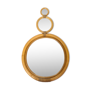 miroir rond en bambou