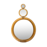 Round bamboo mirror from the 70s - 32x52cm
