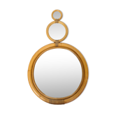 Round bamboo mirror from the 70s - 32x52cm