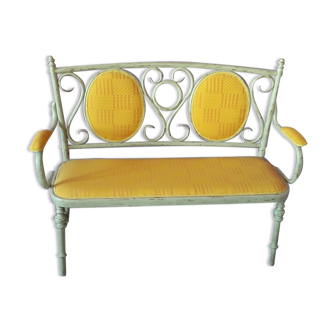 Lacquered curved wooden bench