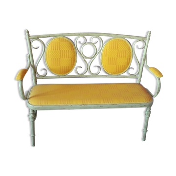Lacquered curved wooden bench