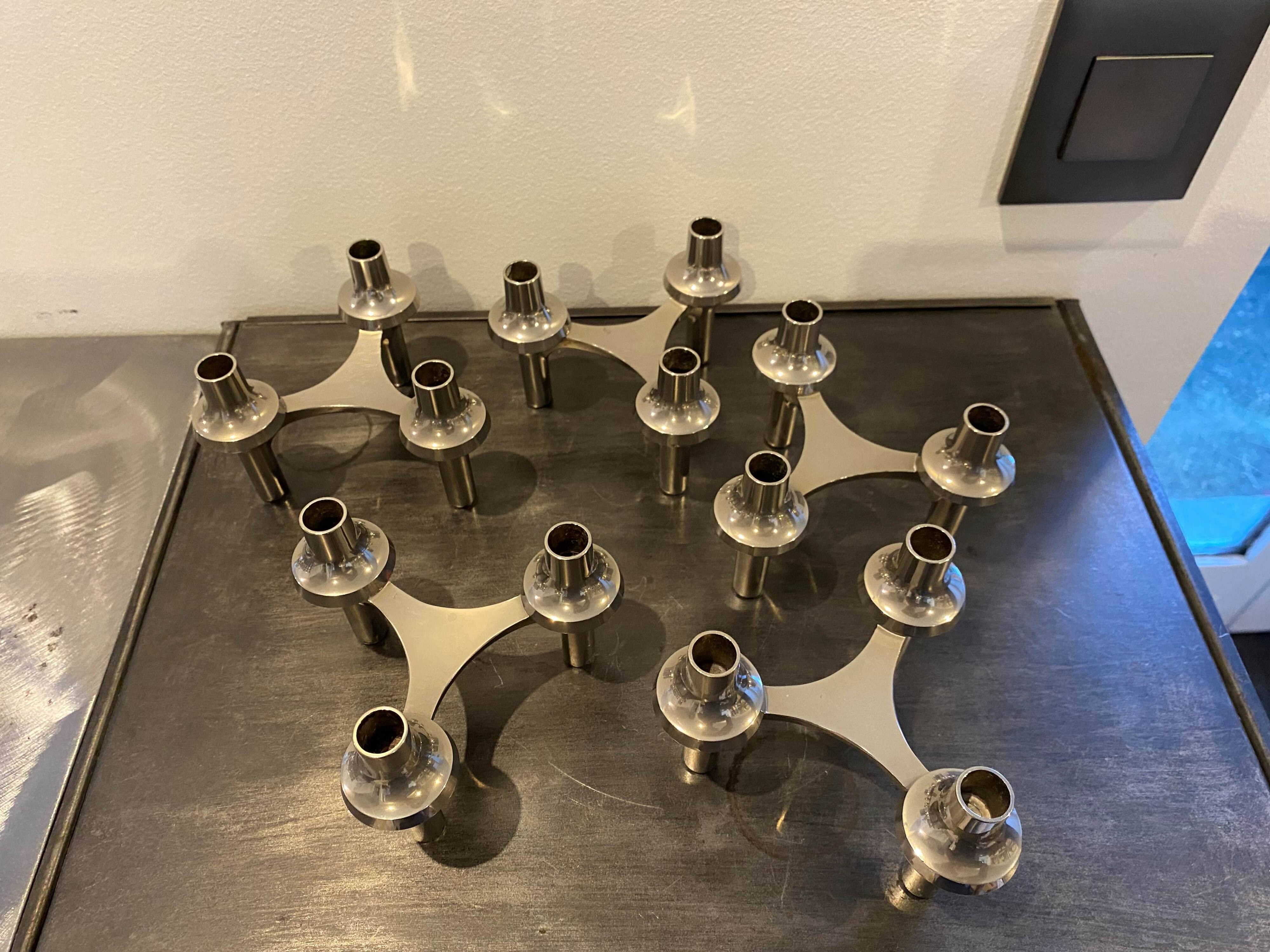 Set of 5 modular candlesticks variant NAGEL BMF vintage 1970