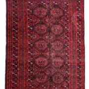 Vintage Uzbek Handmade Bukhara Rug, 4.5' x 5.10' (137cm x 181cm), 1960s