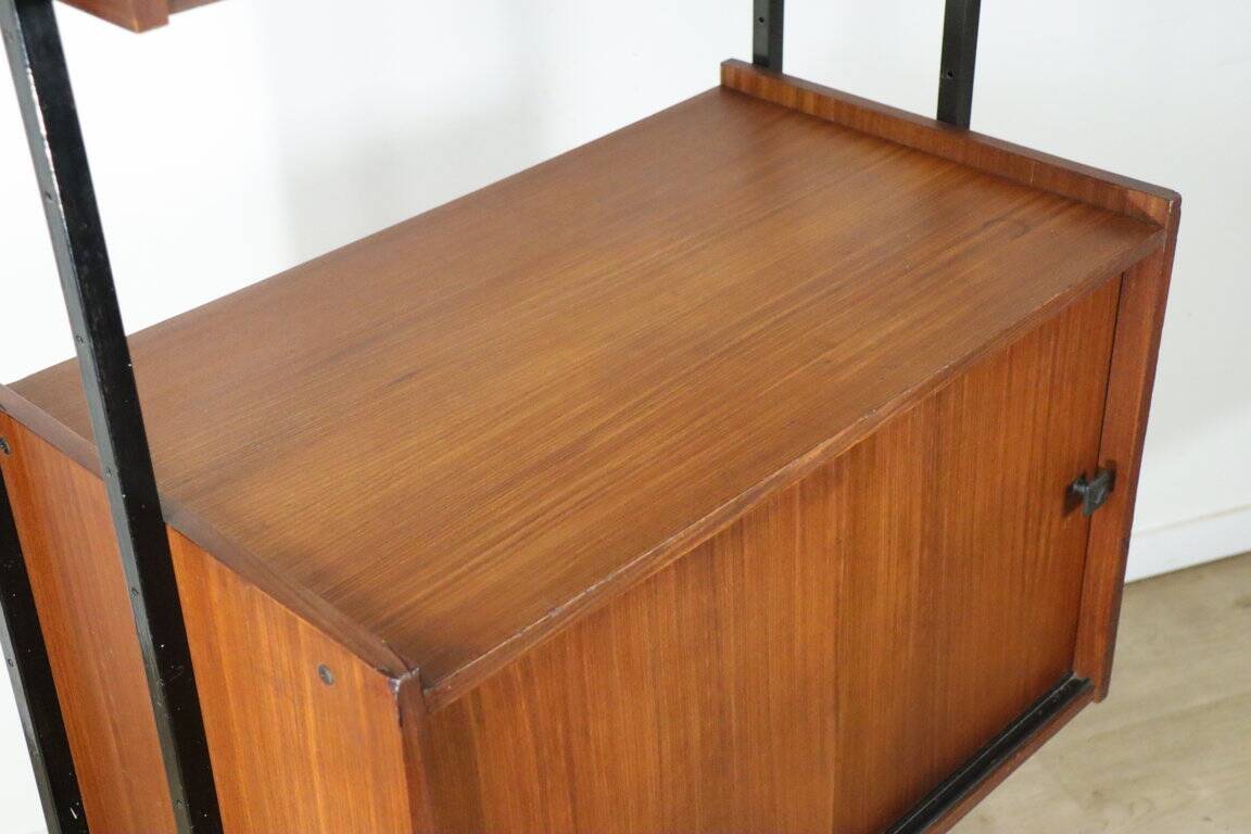 Vintage modular bookcase in wood and metal, Italy, 1960