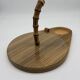 Vintage service tray wood, glass and bamboo – 1960s