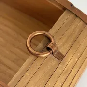 Vintage cigarette dispenser 1960 curtain box wood copper - 21 x 12 cm