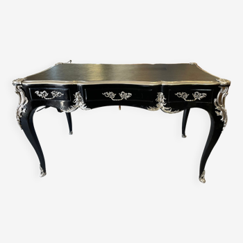 Bureau de style Louis XV noir et argenté