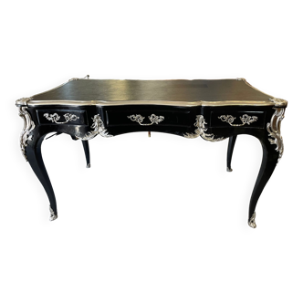 Bureau de style Louis XV noir et argenté