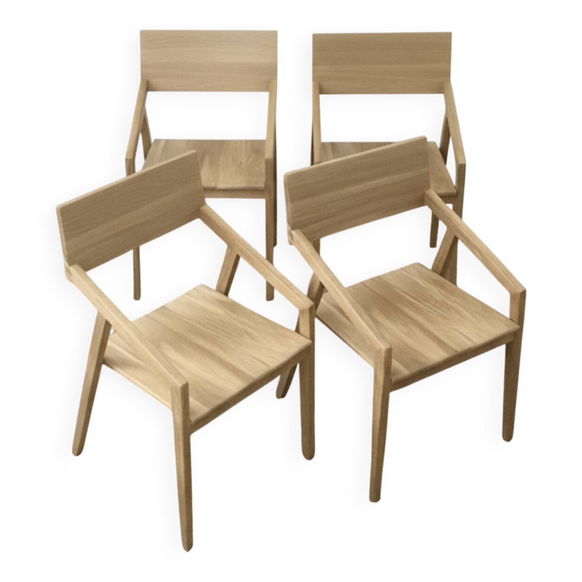 Set of 4 designer chairs in solid oak