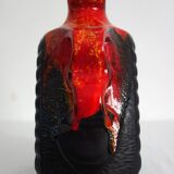 Bay Keramik orange-red and black candle holder from the 70s