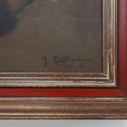 Flemish realist still life with ham, eggs and bread, signed and dated