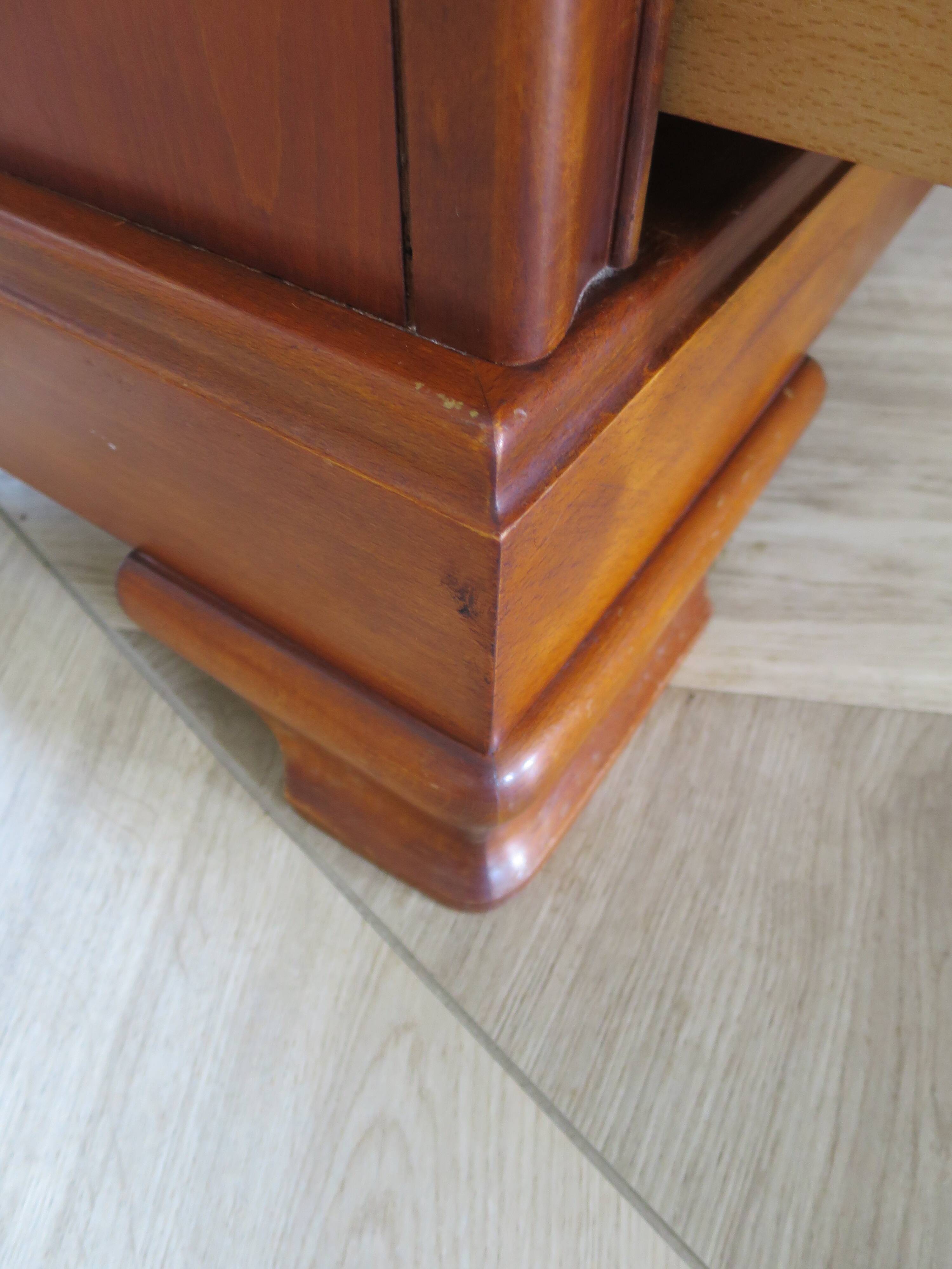 Cherry wood ogee chest of drawers - 4 drawers - 80s - long chest of drawers - Louis Philippe style