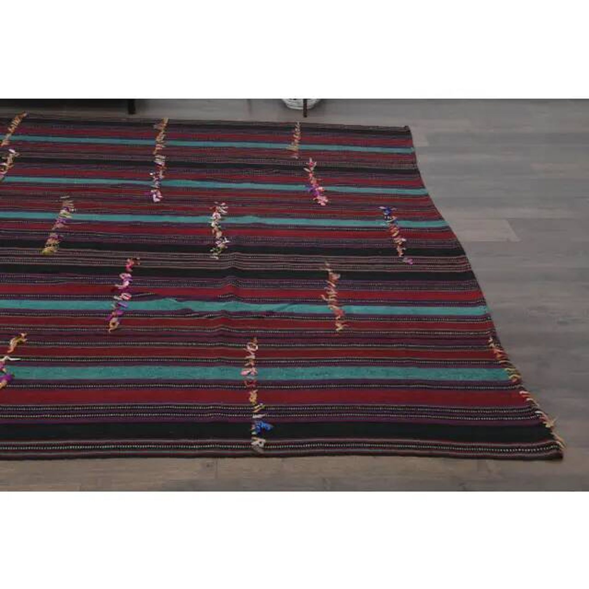 1970s Vintage Turkish Handmade Wool & Cotton Purple Area Rug 232x350