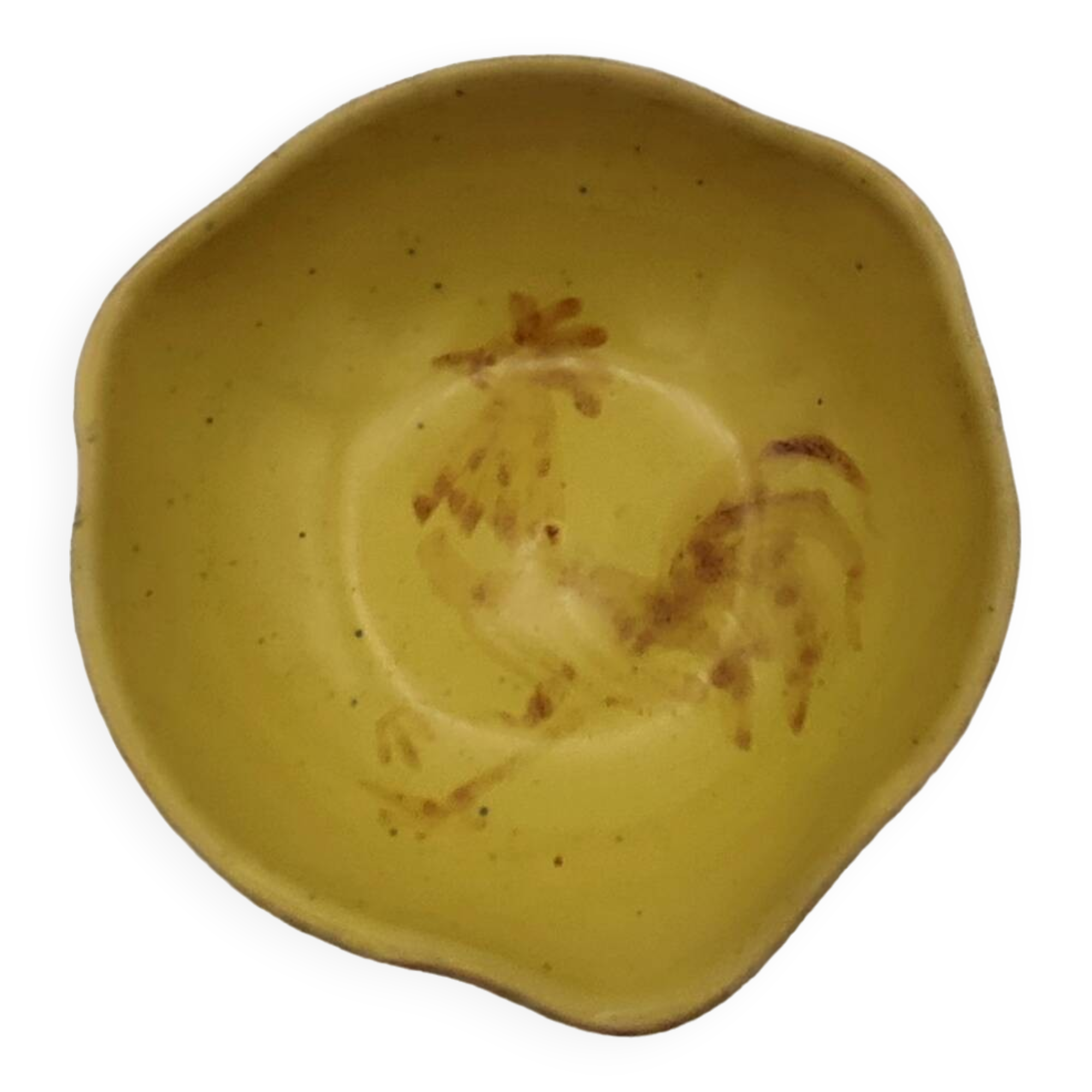 Ceramic bowl with rooster decoration signed