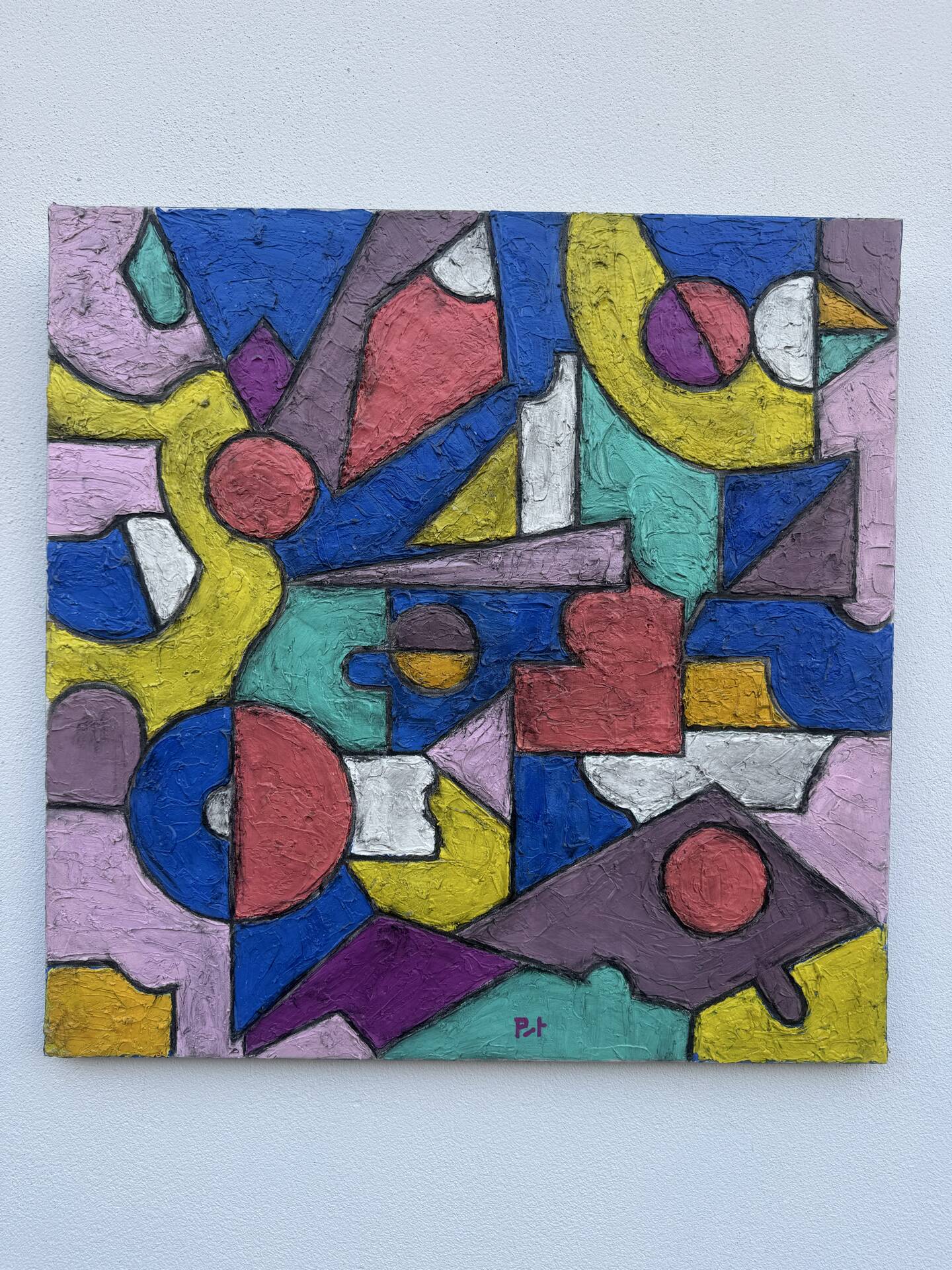 Abstract geometric coloured painting