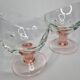 Pair of standing glass cups, 16 cm, pink