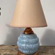 Bedside lamp in clichy glass and blue and white brass