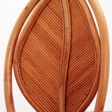 Bohemian bamboo mcguire dining table set with 6 palm leaf chairs, 1960 france.