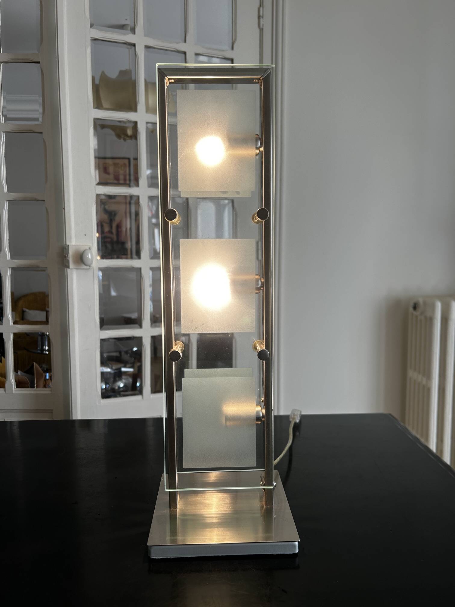 chrome and glass table lamp