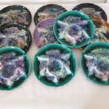 Set of 10 ceramic fondue plates signed Morvan (Gaston Gaubier)