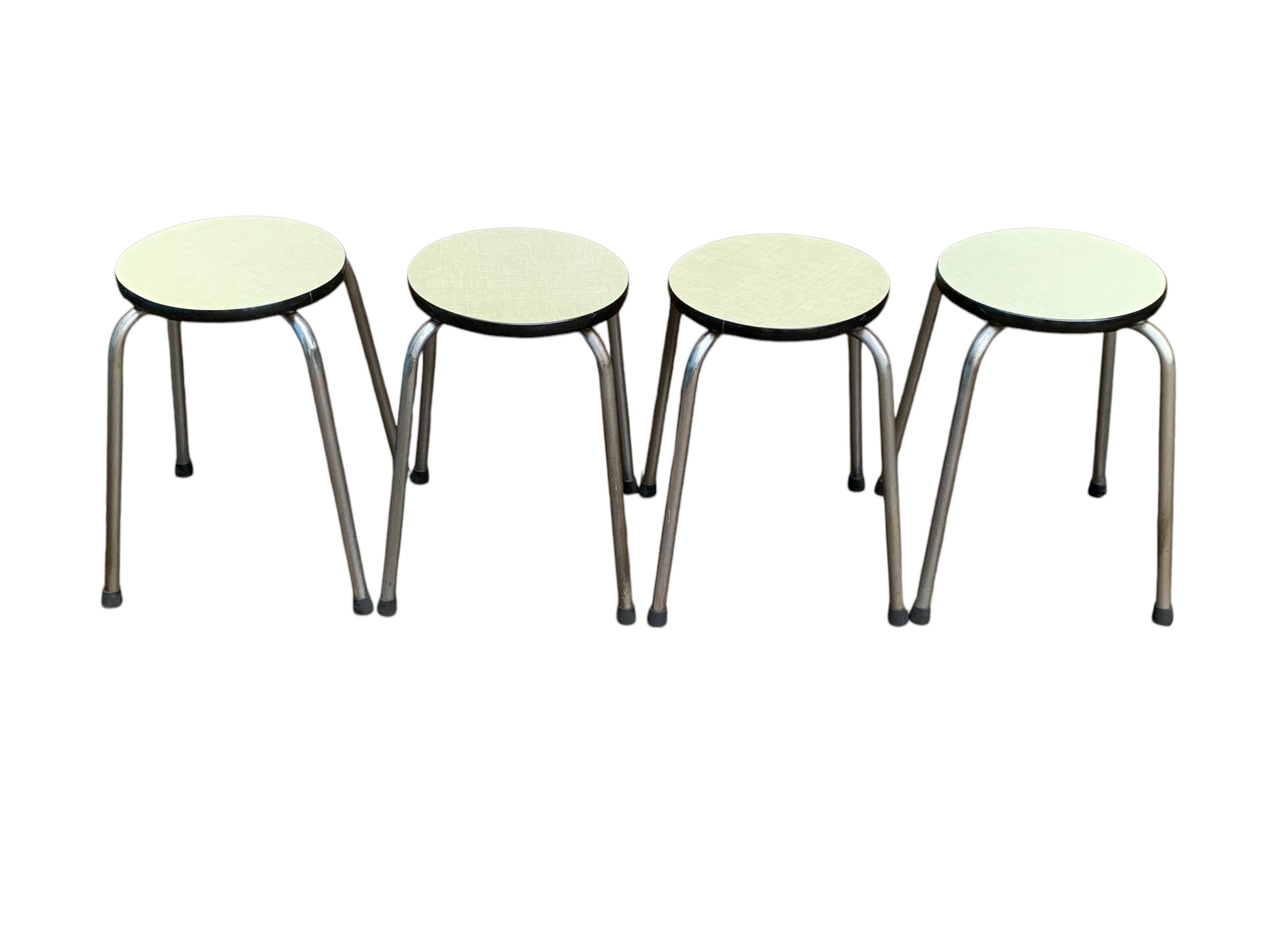 Vintage stackable stools Formica beige 1960