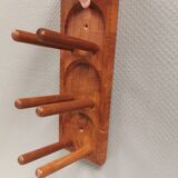Beautiful Danish wine rack/holder for 3 bottles of wine on the wall. 1980s