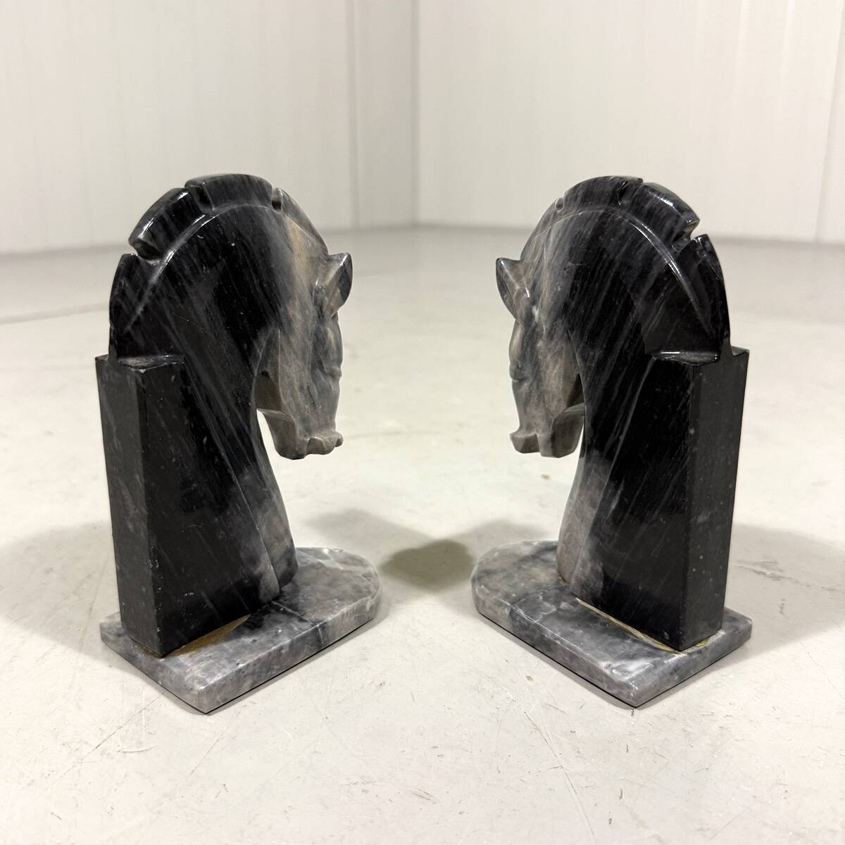 Marble bookends horse heads 1960’s