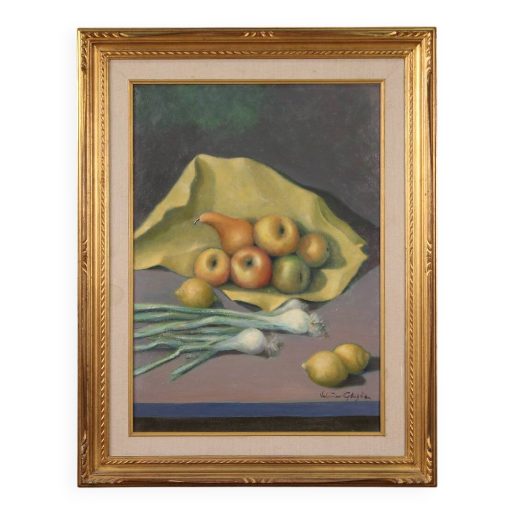 Nature morte peinte signée par Valentino Ghiglia