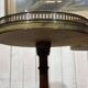 Pair of Louis XVI style mahogany side tables with marble tops
