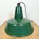 Grande Lampe à Suspension Industrielle en Émail Vert, 1960s
