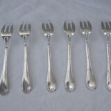 Fish service and its 6 silver-plated cutlery, crossed ribbon model