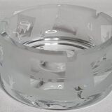 Thick frosted glass ashtray and pocket tray, 1980s savannah design, 13 cm.