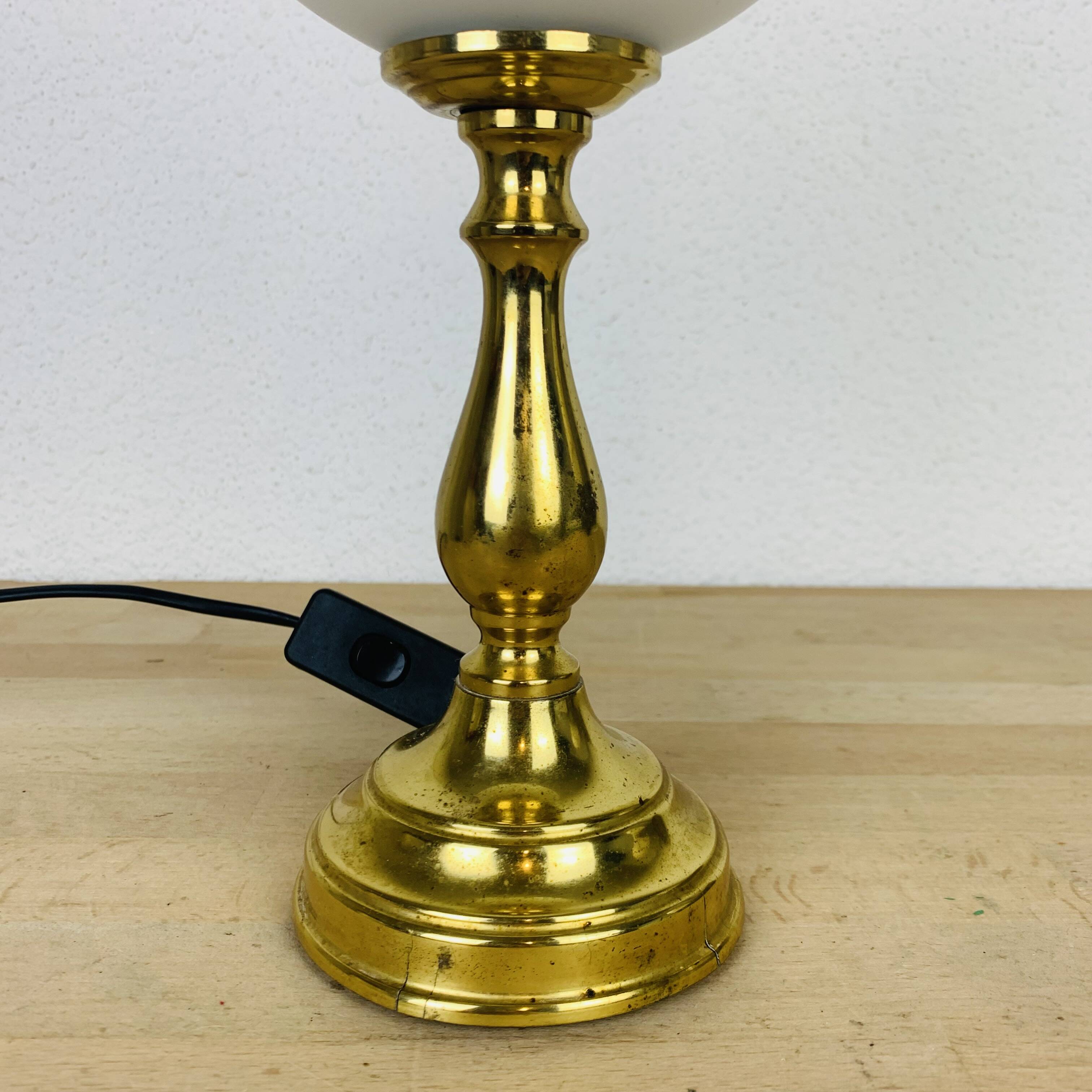 Vintage opaline globe brass lamp